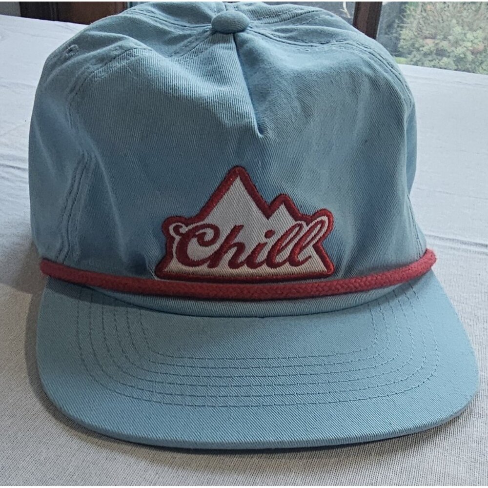 Coors Light Baby Blue Chill Patch Flat Brim Snapback Hat /Cap Red Piping
